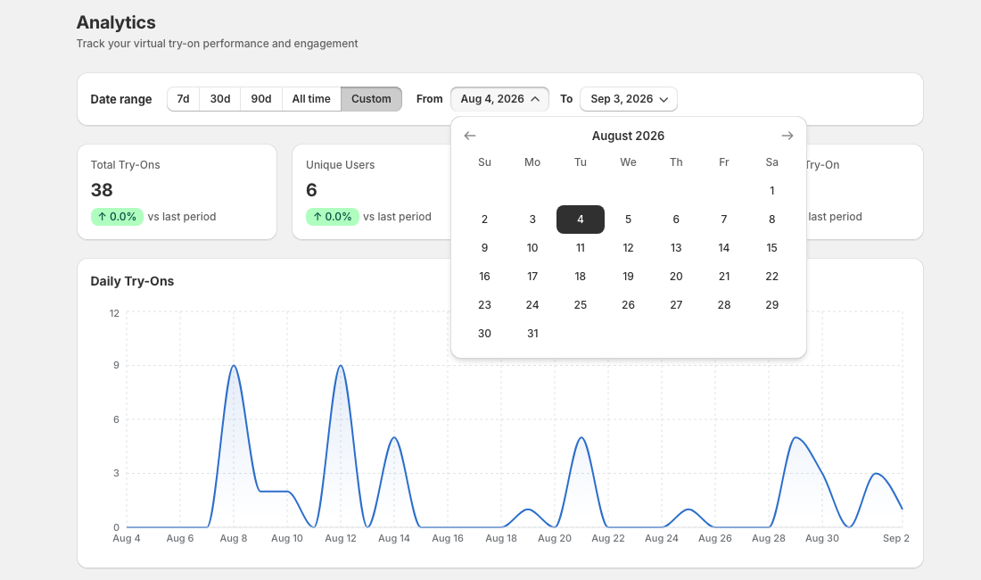 Date range selector with period options
