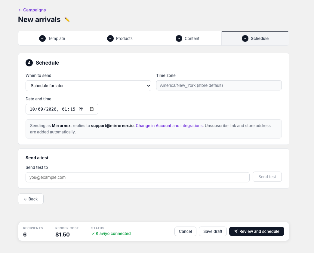 Campaign builder Step 4 - Schedule delivery