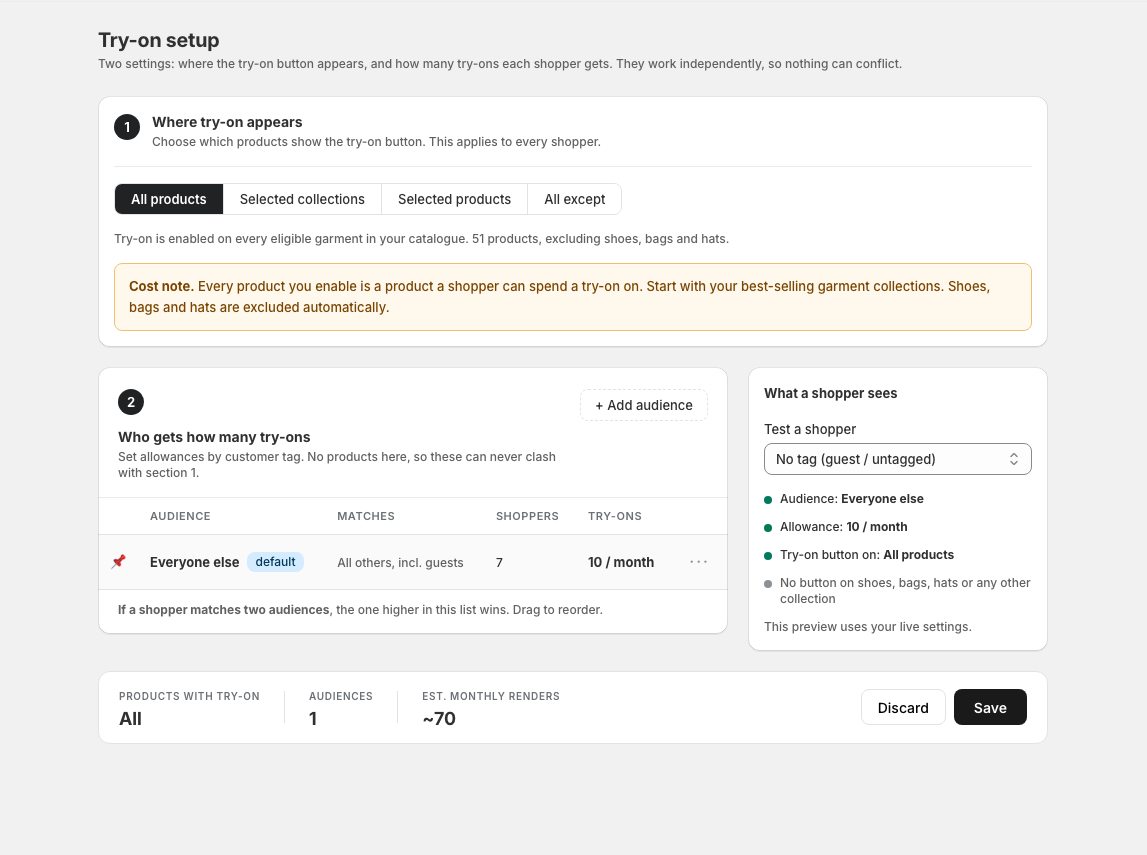 Try-on Setup Page