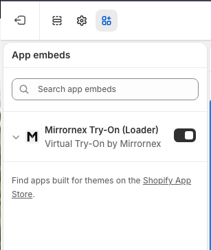 App embeds location in theme editor